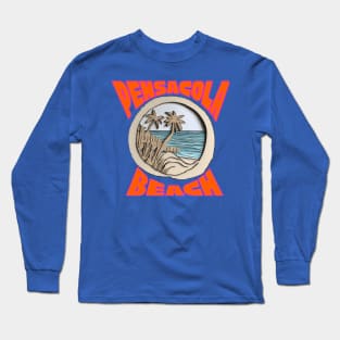 Pensacola Beach Wood Carving Style Long Sleeve T-Shirt